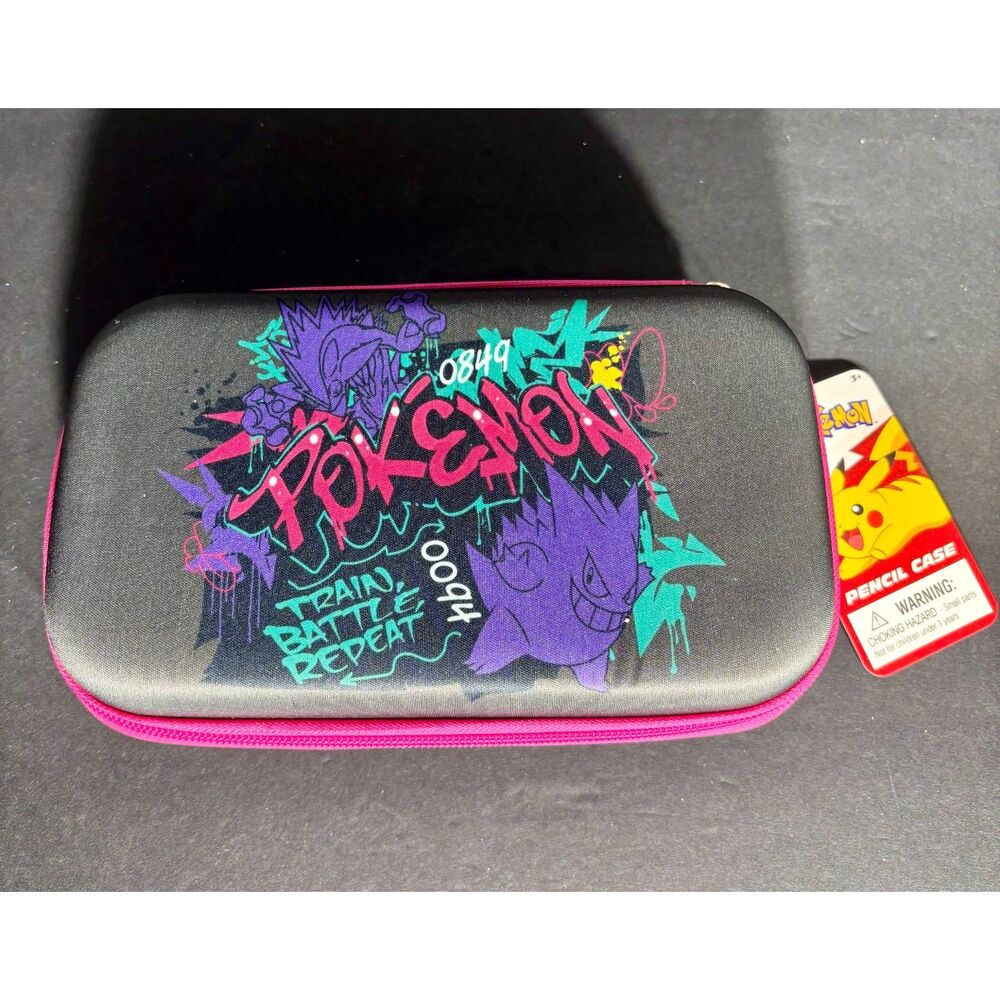Pokemon Gengar Graffiti Hard Shell Pencil Case Pink Zipper NWT